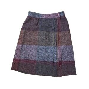 Vtg 90s Plaid Wrap Skirt 10 Wool Blend Geek Dark Academia Preppy Classic Oxford